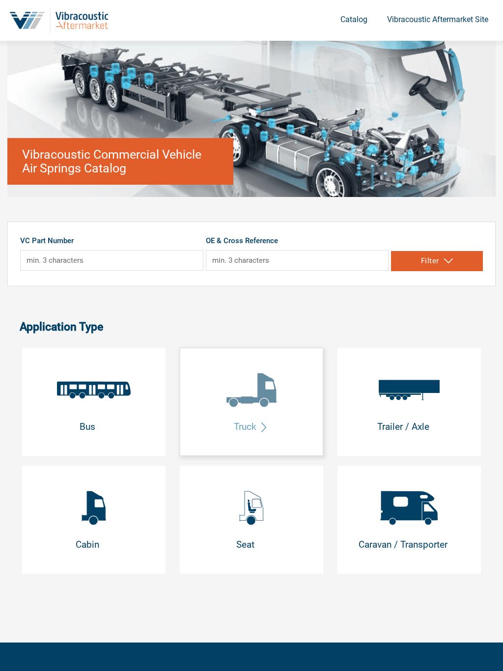 Screenshot von Vibracoustic Aftermarket Catalog