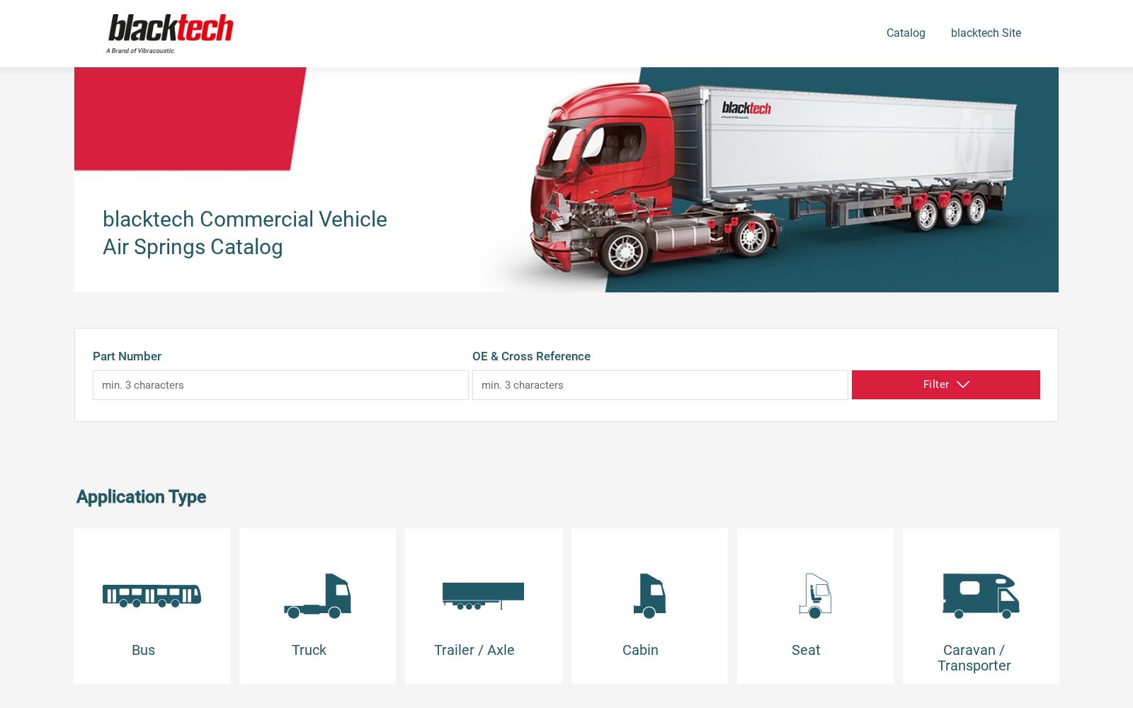 Screenshot von blacktech Aftermarket Catalog
